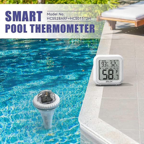 Pool Termometer, 360 Graders Hemisfærisk Hus, Vertikal LCD-skærm, Flydende, Letlæselig, Trådløst Pool Termometer