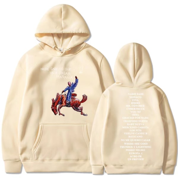 Nyt Bad Bunny nyt album Nadie Sabe Lo Que Va a Pasar Manana sweatshirt perifer hættetrøje off white L