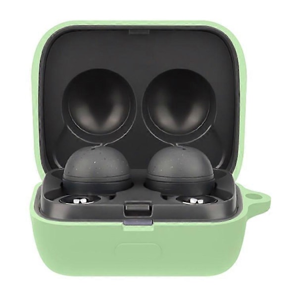 Yhteensopiva Sony LinkBuds -kuulokkeiden silikonikotelon kanssa, yksivärinen nappikuulokkeiden latauskotelon suojus soljella LightGreen