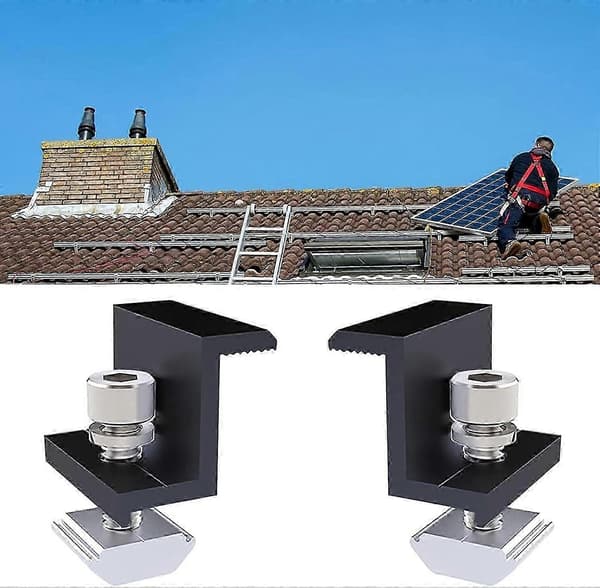 4 stk. solpanel endeklemmer - 30 mm endeterminaler - Sort - Til solcelleanlæg