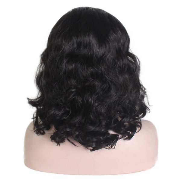 Naisten mustat aaltoilevat kiharat hiukset peruukki Pörröinen kokoperuukkipäähine päivittäiseen juhlakäyttöön