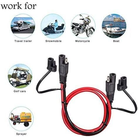2-pack SAE till SAE förlängningskabel 10AWG, vattentät snabbkoppling 60CM, för 12V fordonsbatteri