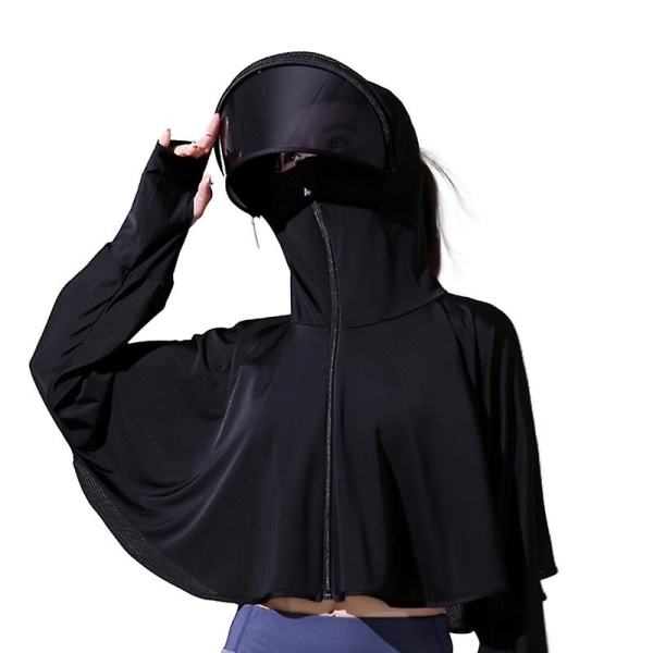 Anti-ultraviolett andas solskyddande blusar Ice Silk Solskyddande kläder Drop Shipping Black