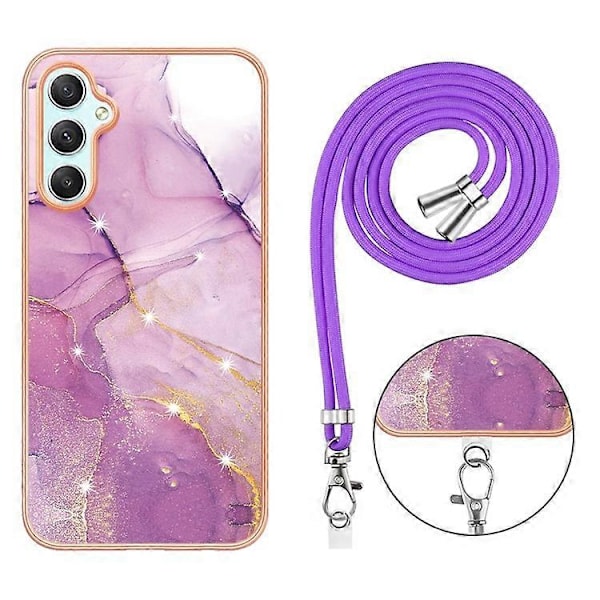 YB IMD Series-9 Kompatibelt Skal för Samsung Galaxy A25 5G Marmormönster Elektropläterat Mobilskal Purple