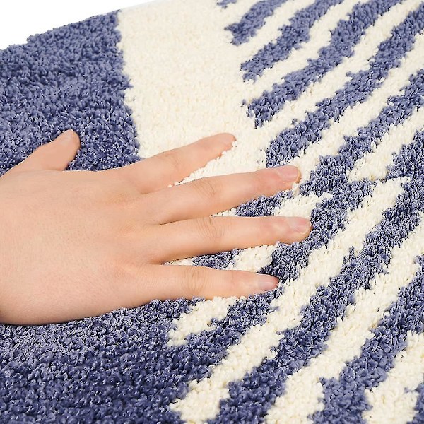 Tflycq Soft Fluffy mikrokuituliina soikeat kylpyhuonematot liukumaton, vahva vettä imevä kylpymatto (siniset ja valkoiset raidat, 18"x26") Blue and White Stripes 20*32