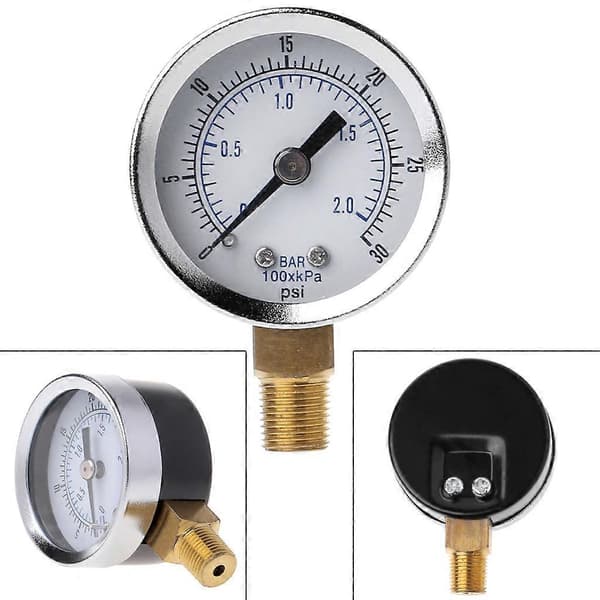 Utility Trykmåler 0-30psi 0-2bar Lavtryks Hydraulisk Måler Dobbelt Skala