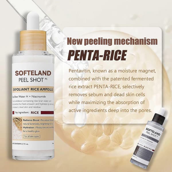 Peel Shot Glow Rice Ampul Duo Hvid Ris ampul+Sort Ris ampul, 200ML Blid Eksfoliering til Ansigt & Krop, Fjerner Døde Hudceller & Hudorme