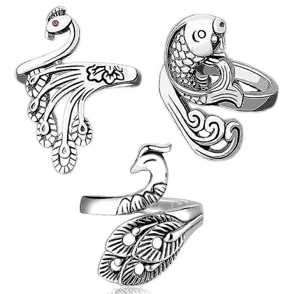 3 stk. Justerbar Strikkeløkke Ring - Åben Fingerring, Hæklenål Finger Garnholder, Garn Guide Finger H