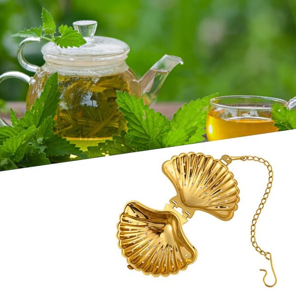 Te-infuser med krog Genanvendelig rustfrit stål Sød muslingeskalsformet løs te-infuser Tekande tilbehør Q