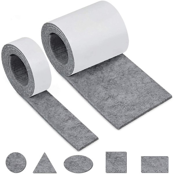 Självhäftande Filt Möbelskydd, Självhäftande Filt 2 Rullar 100 * 10cm + 100 * 2cm Fri att Skära Valfri Storlek eller Form Filt Halkskydd för Bord Stol Soffa Ben