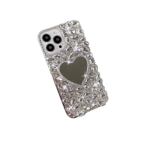 iPhone 13 Pro Hjerteformet Speilfinish Glitrende Diamant Luksus Diamant Serie Telefondeksel
