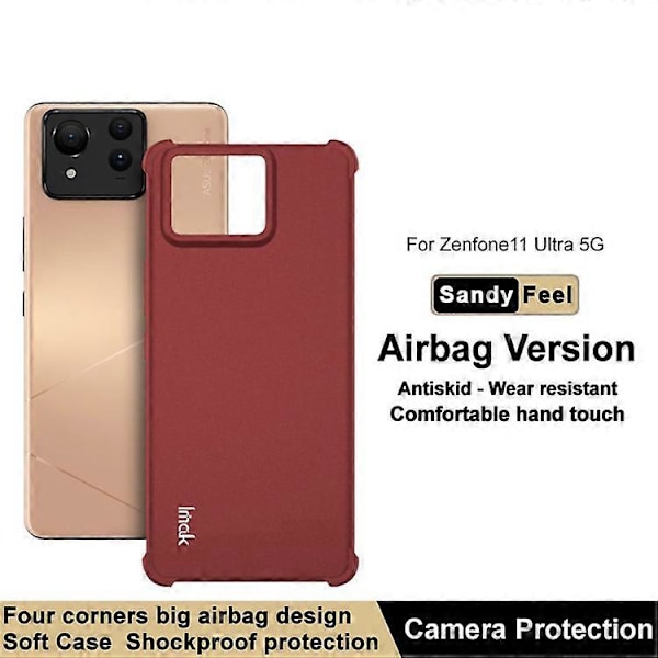 IMAK Kompatibel Med Asus Zenfone 11 Ultra 5G Cover Mat TPU Airbag Stødsikkert Telefon Cover Red