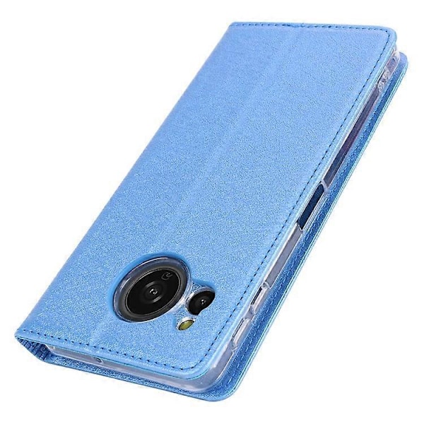 Kompatibel til Sharp Aquos Sense 8 Wallet Case Silke Tekstur Læder Flip Beskyttende Telefon Cover Blue