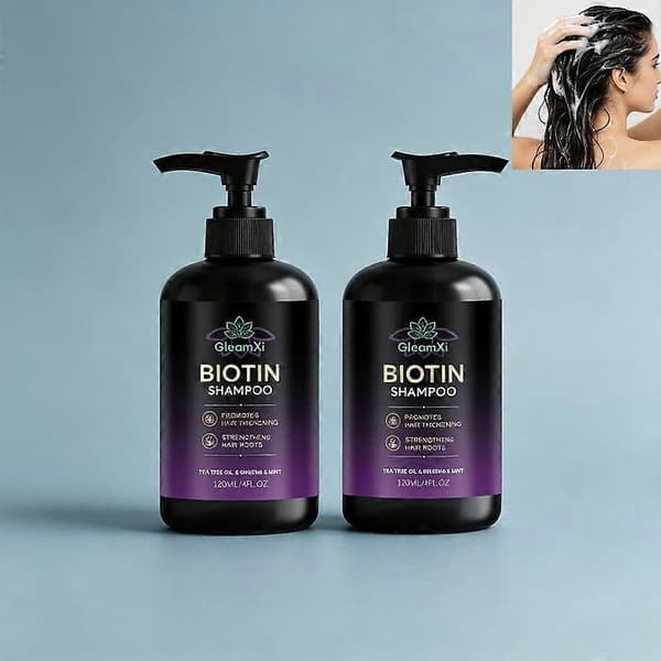 1/2/3 st Biotin Hårstärkande Schampo, Oljekontrollerande Formula med Tea Tree & Ginseng för Tunt Hår, Sulfatfritt - 120ml/4fl.oz 2pcs