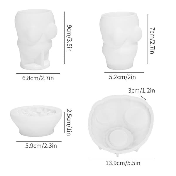 Silikon Lysform Sett Gjenbrukbar Lysestake Lagingsmal for DIY Form
