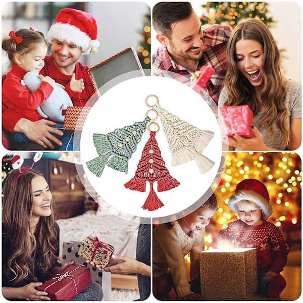 3 st julgransmakrame-kit | Vävda makrame-julgranar DIY väggbonader