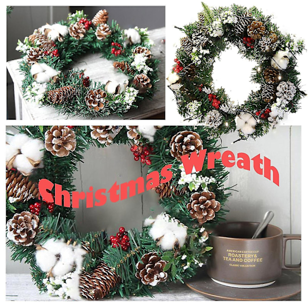 Julepynt Julekrans Ornamenter Rattan Cirkel Simulation Rød Frugt Dørhængende 30cm Q