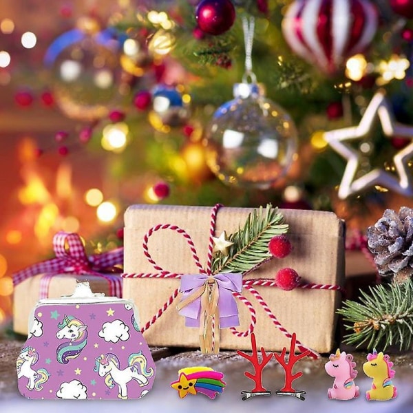 Joulun adventin kalenterilaatikko 24 kpl Prinsessa Pretend Set Korut Söpöt Yksisarviset Lelut Lumiukko tytöille Joululahjat style 3