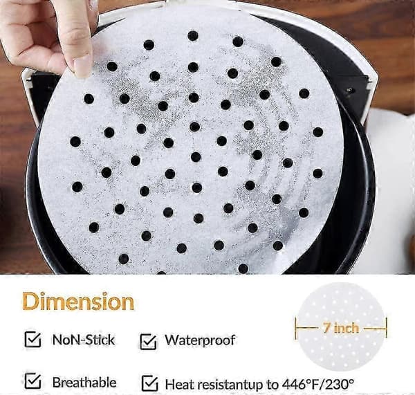 Airfryer-foringer, sæt med 100, non-stick bagepapircirkler bambusdamper