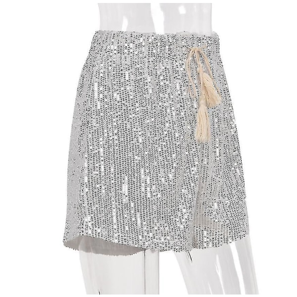 Dame Højtaljede Shorts Casual Paillet Glitter Bukser