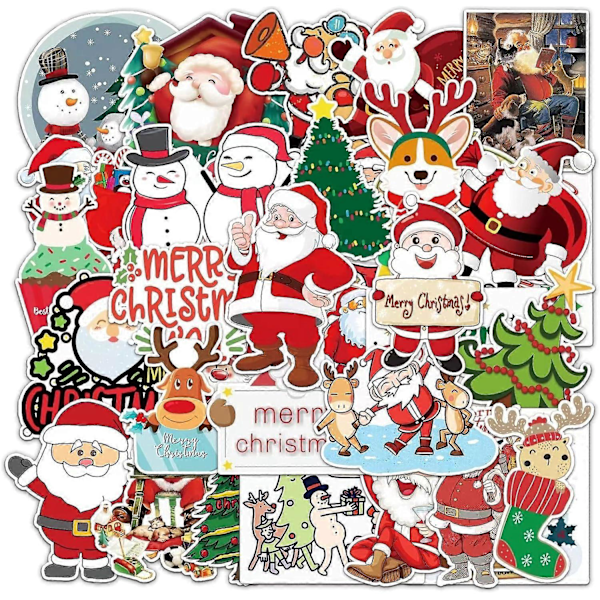 50 stk. God Jul Vannflaske Klistremerker Bagasje Laptop Telefon Scrapbook Skateboard Ferie Vinyl Planlegging Klistremerker Dekaler for Barn Jenter Voksne