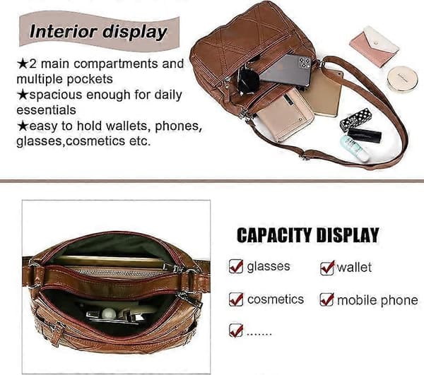 Multi Pocket Casual Crossbody Väska Dam Handväskor och Axelväskor Messenger väska för Daglig Vattentät (Medium)
