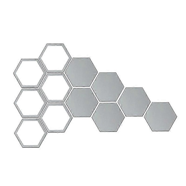 12 st hexagon spegelklistermärken akryl väggdekaler unika bakgrundsdekaler