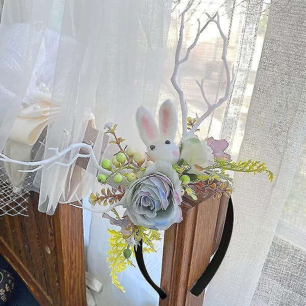 Påskehare Blomsterhårbøyle Dekorasjon Søt Harehårbøyle Eventyrkrans bd
