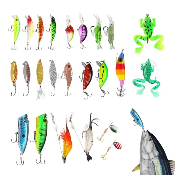 Joulukalastustarvikelaatikko Adventtikalenteri Set Realistisia kalakuvioita, sukkahousuja lahjoja 24pcs