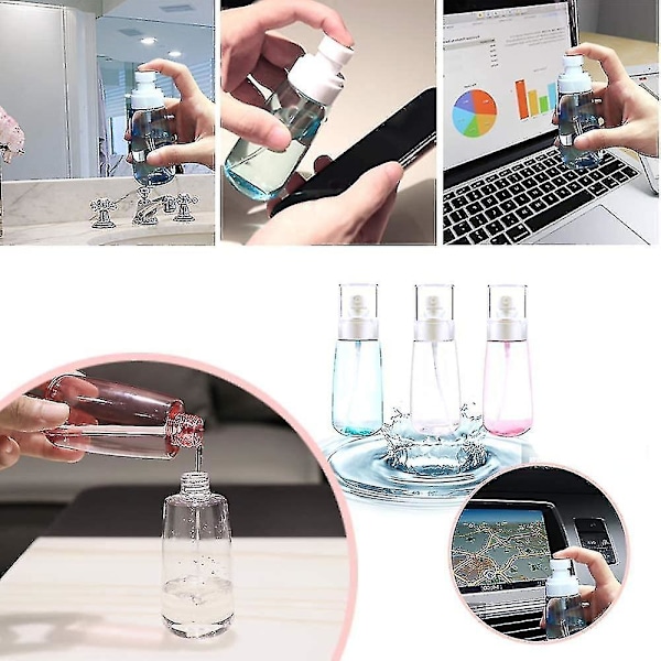 Sprayflaske Rejse Størrelse, 3 stk 100ml/3oz Fin Tåge Hårsprayflaske Til Æteriske Olier, Tom Luftløs Makeup Ansigts Sprayflaske Klar Genopfyldelig Rejse