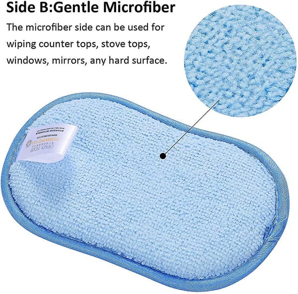 Sett med 5 gjenbrukbare oppvasksvamper, dobbel effekt i mikrofiber