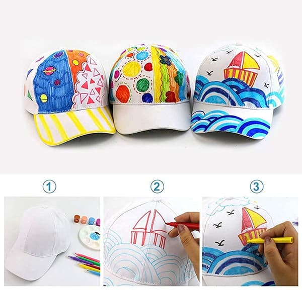 DIY Caps Barn, Hvite Baseballcaps Barn Blank Doodle Cap