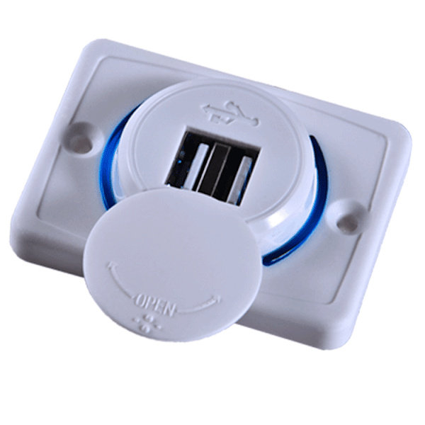 12V USB Stikkontakt, 12V USB Port Dobbelt USB 12V Campingvogn Stikkontakt, 3.1A USB Billader, Bil USB-lader til Bil Bus Campingvogn Båd (2 Styk)
