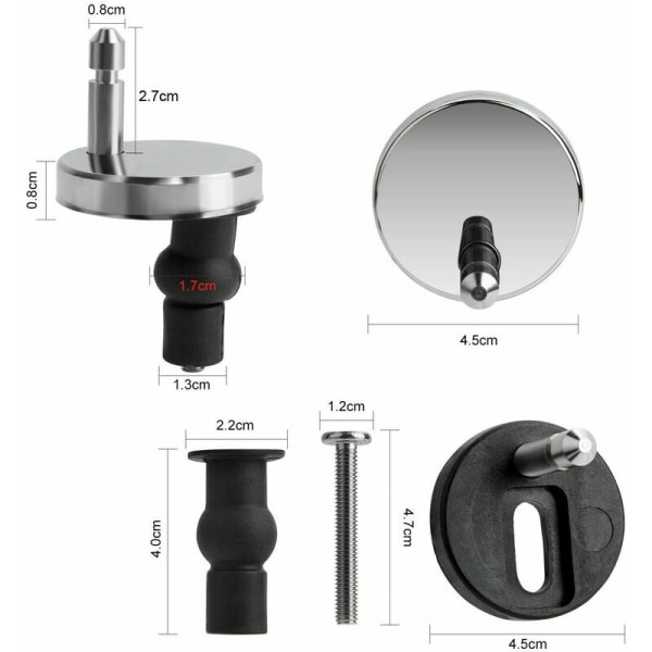 Universal toiletsædebefæstigelsessæt til toiletsæde - Kompatibel med de fleste standard toiletsæder med automatisk sænkningssystem - Let at