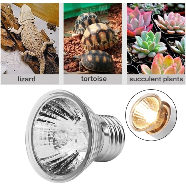 Skilpaddevarmepære varmesender E27-lampe for reptiler og amfibier eller kjæledyr (50W)