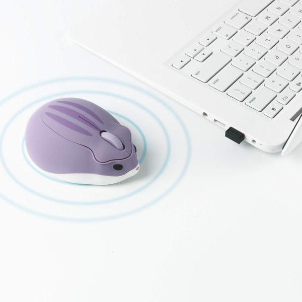 Trådløs mus Hamsterformet datamaskinmus 1200DPI Bærbar USB-mus med mindre støy (lilla)