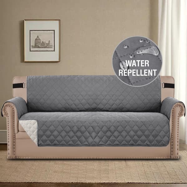 Vanntett Sofatrekk Vattert Sofabeskyttelse Sofatrekk For 2-seters Sofa Vanntett Grå Sofa