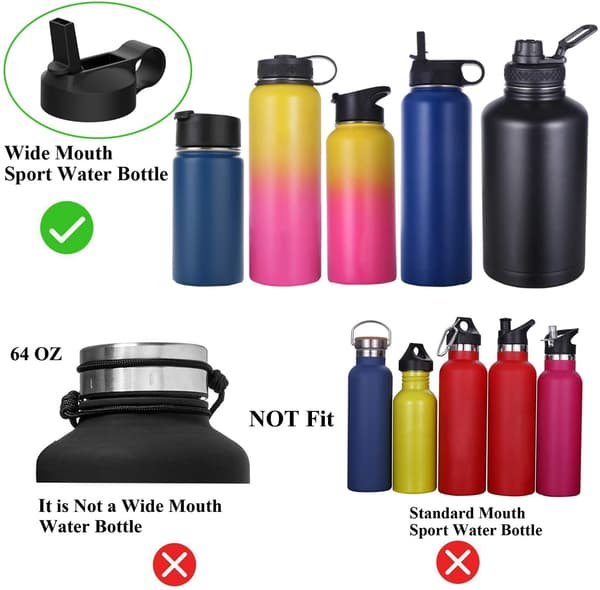 Sugerrørslåg til Hydroflask med bred mund, let at bære, tilbehør til vandflaske med 2 sugerør og 1 børste