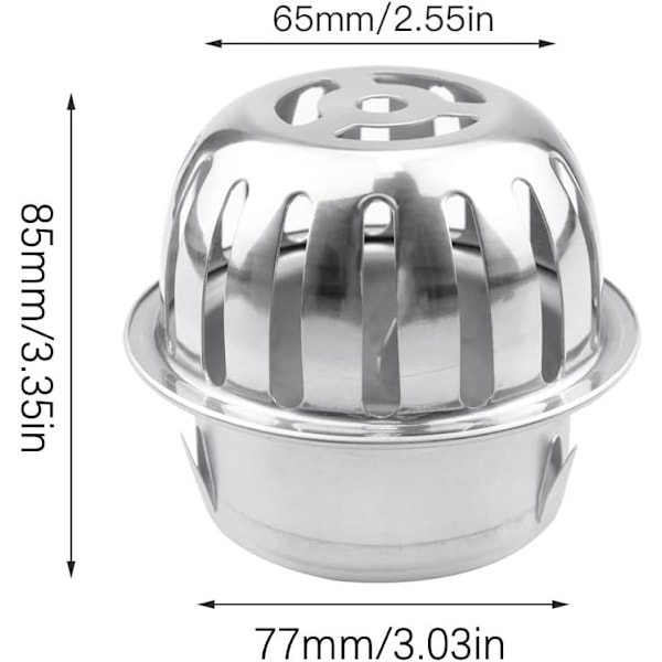 Nedløbsrist, 83MM Tagrende Filter, Rustfrit Stål Tagrende Beskyttelse mod Tilstopning, til 83MM Diameter