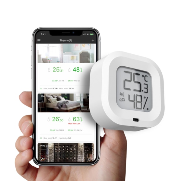 Bluetooth hygrometer termometer, trådløs sensor med alarmnotifikation