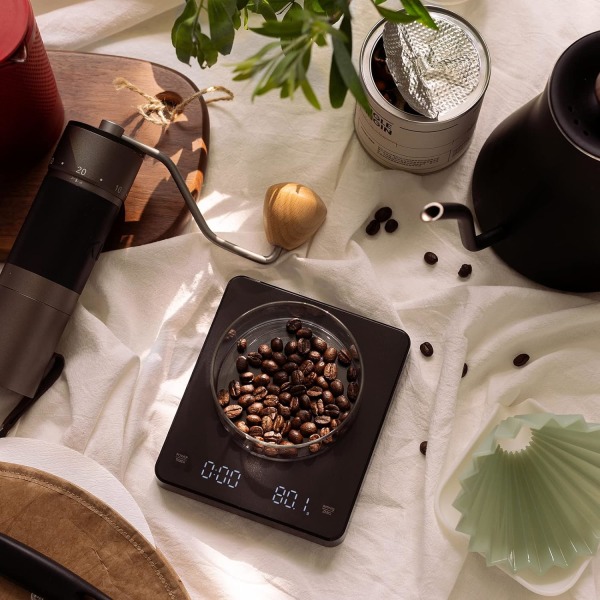 Digital Kaffeevægt med Timer - Kaffeevægt, Espresso-Vægt, 3000 g (Sort)