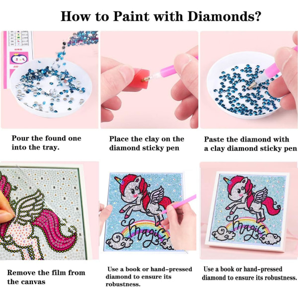 Gör-det-själv 5D- diamond painting kompletta borrsatser med ram, kristall strassbroderibilder Konst Hantverkspresent för barn & hem Väggdekor Present (Enhörning)