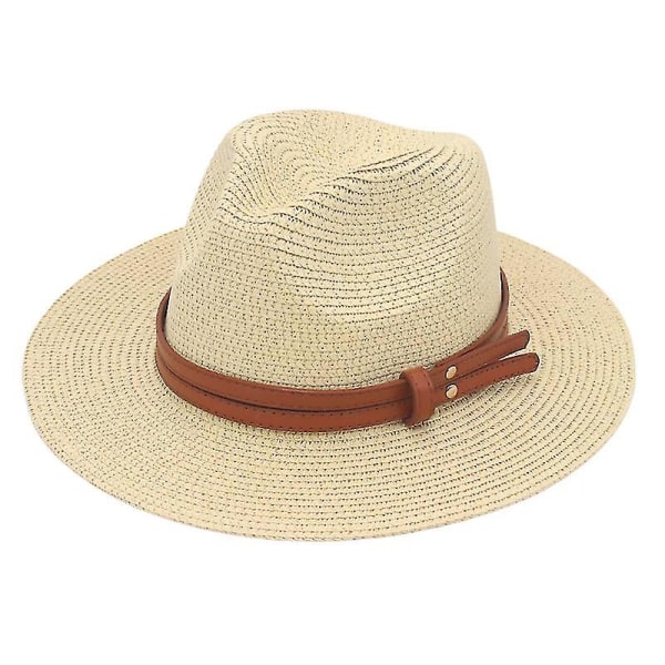 Ny Naturlig Panama Myk Formet Halmhatt Sommer Kvinner/menn Bredbremmet Strand Solhatt UV Beskyttelse Fedora Hatt Flesh pink