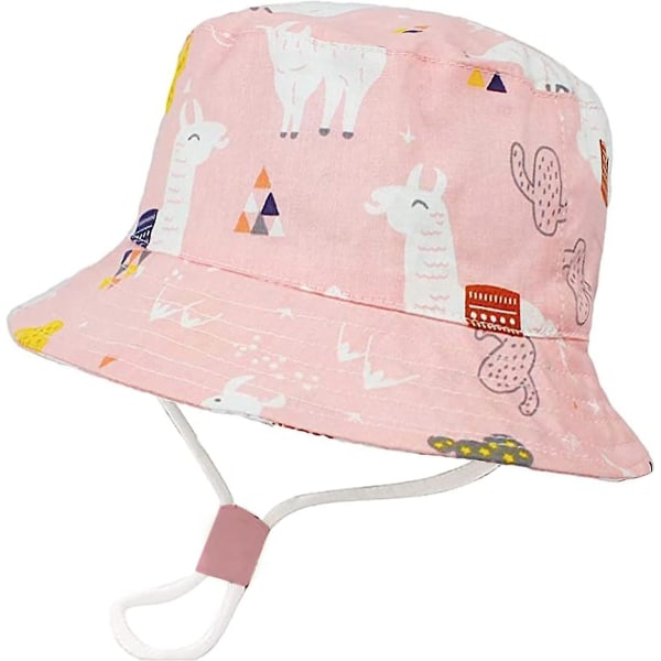 Kids Bucket Hat Justerbar solhattar Andningsbar strandhatt för pojkar Girls_ll Pink Alpaca 12-24 Months