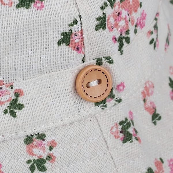 Barnhatt Justerbar Solhatt Andningsbar Strandhatt För Pojkar Flickor_ll Floral Beige 2 Years