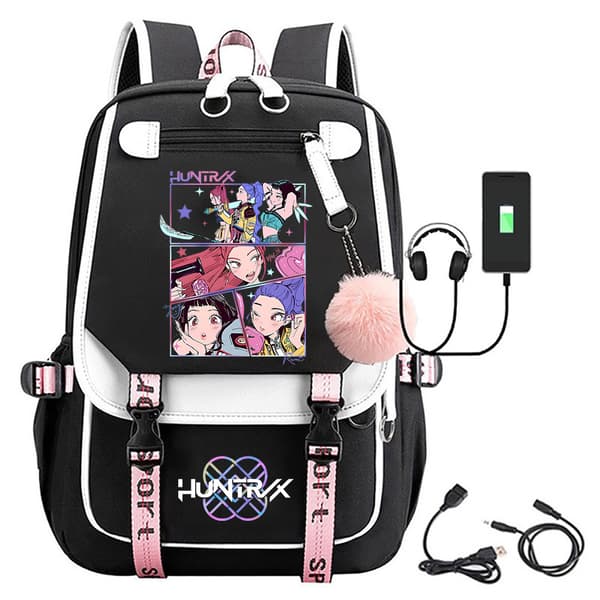 KPOP Populär Devil Hunter Anime Ryggsäck Söt Tecknad Studentväska AA