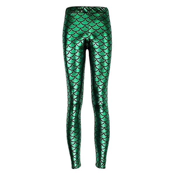 1 st Chic Sexiga Leggings Fiskfjäll Leggings för Kvinna (L, Grön)