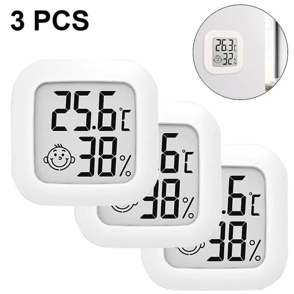 3-pak indendørs termometer og hygrometer, digitalt termometer og hygrometer, hjemmeværelsestemometer