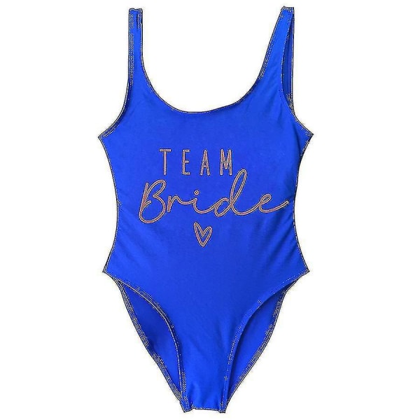 S3xl Gulltrykk Team Bride Badetøy Endelt Badetøy Squad Kvinner Badetøy Bachelorette Party Badetøy Sommer Strandtøy Badetøy Tingquan Shop rose blue XXXL