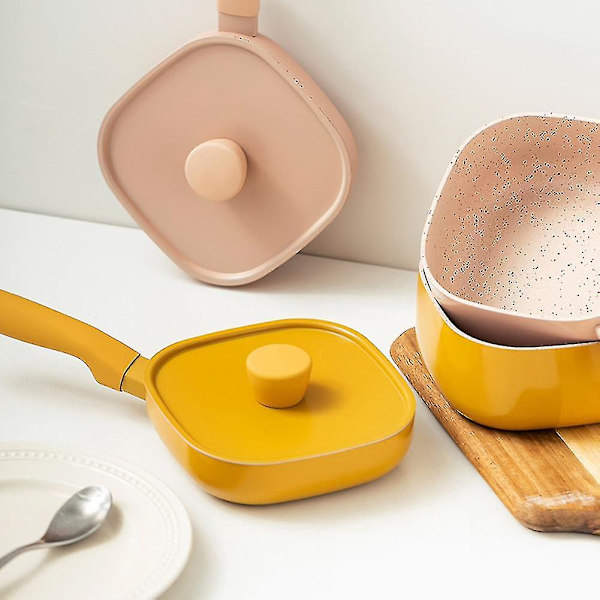 Non-stick suppegryde stegepande baby mælkepande uden låg lyserød